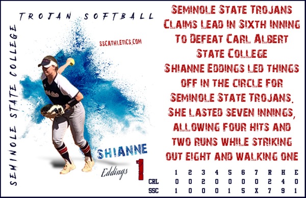Seminole State Trojans Clinches Lead In Sixth Inning For Victory Over Carl Albert State College