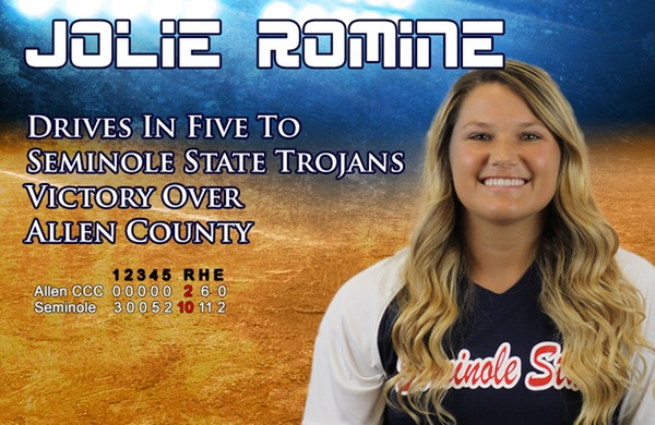 Jolie Romine Drives In Five To Seminole State Trojans Victory Over Allen County