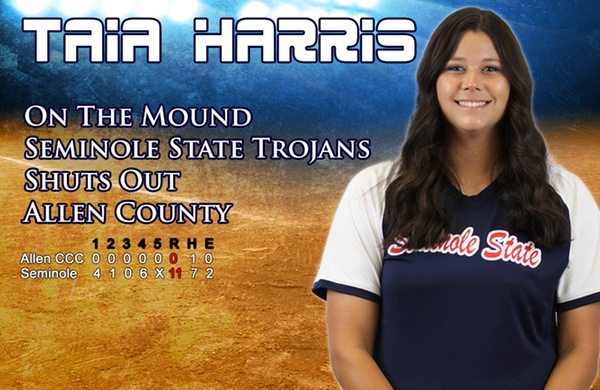 With Taia On The Mound, Seminole State Trojans Shuts Out Allen County