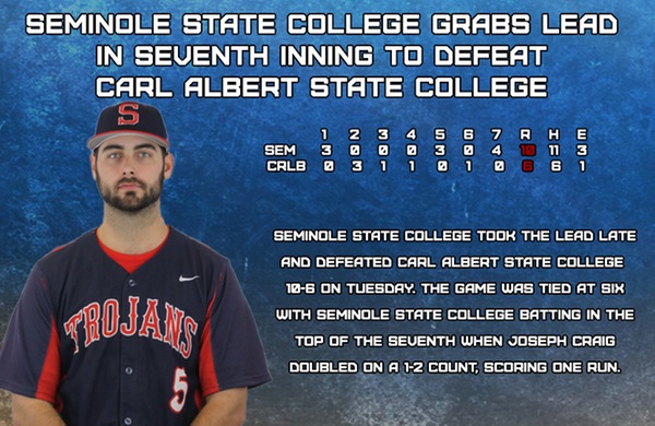 Seminole State College Grabs Lead In Seventh Inning To Defeat Carl Albert State College