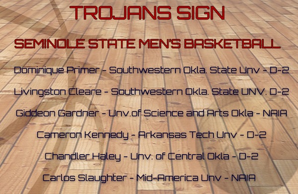 Seminole State Trojan Men's Basketball Players Sign