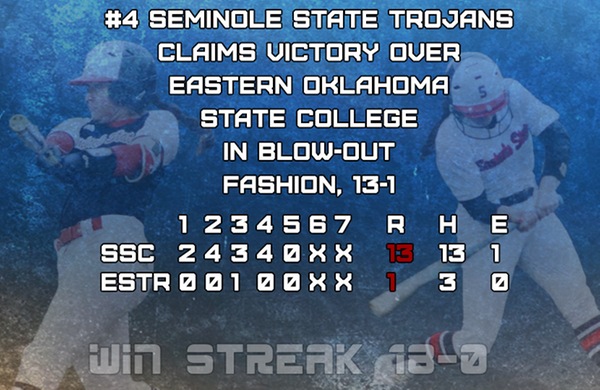 Seminole State Trojans Claims Victory Over Eastern Oklahoma State College In Blow-Out Fashion, 13-1
